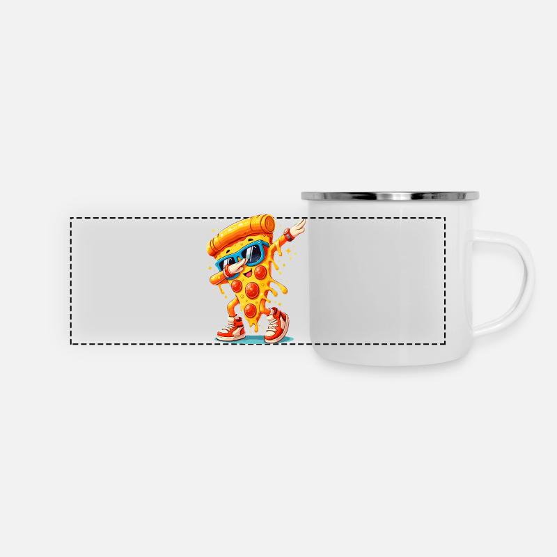 Dabbing Pizza with Sunglasses Dab Dance Cheese Pizza - Panoramic Camper Mug - white