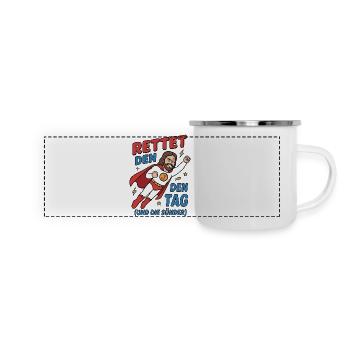 Rettet den Tag Jesus Humor Design - Panorama Emaille-Tasse - Weiß - Vorne