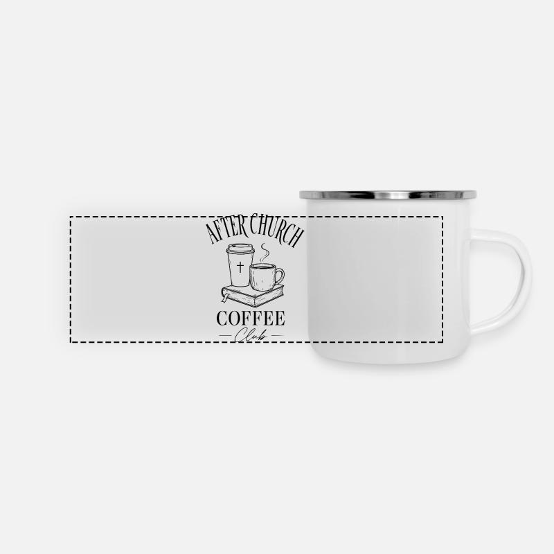 Café de l’église - Mug panoramique émaillé - blanc