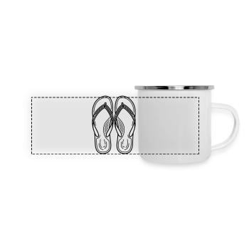 Sommer-Flip-Flops - Panorama Emaille-Tasse - Weiß - Vorne