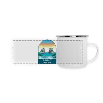 Beirut Lebanon Pigeon Rocks Vintage-Reiseplakat - Panorama Emaille-Tasse - Weiß - Vorne