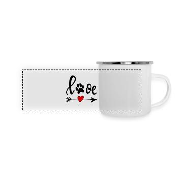 Love with Dog's Paw - Arrow with Heart - Panoramic Camper Mug - white - Front