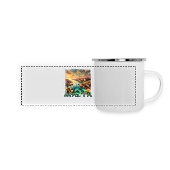 Malta Insel Mittelmeer Urlaub Grunge Stil - Panorama Emaille-Tasse - Weiß - Vorne