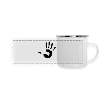 handprint sign - Panorama Emaille-Tasse - Weiß - Vorne