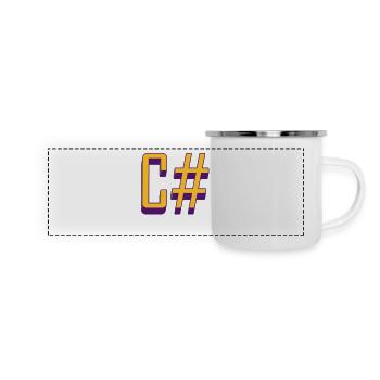 Programmiersprachen: C # / C sharp (Classic) - Panorama Emaille-Tasse - Weiß - Vorne