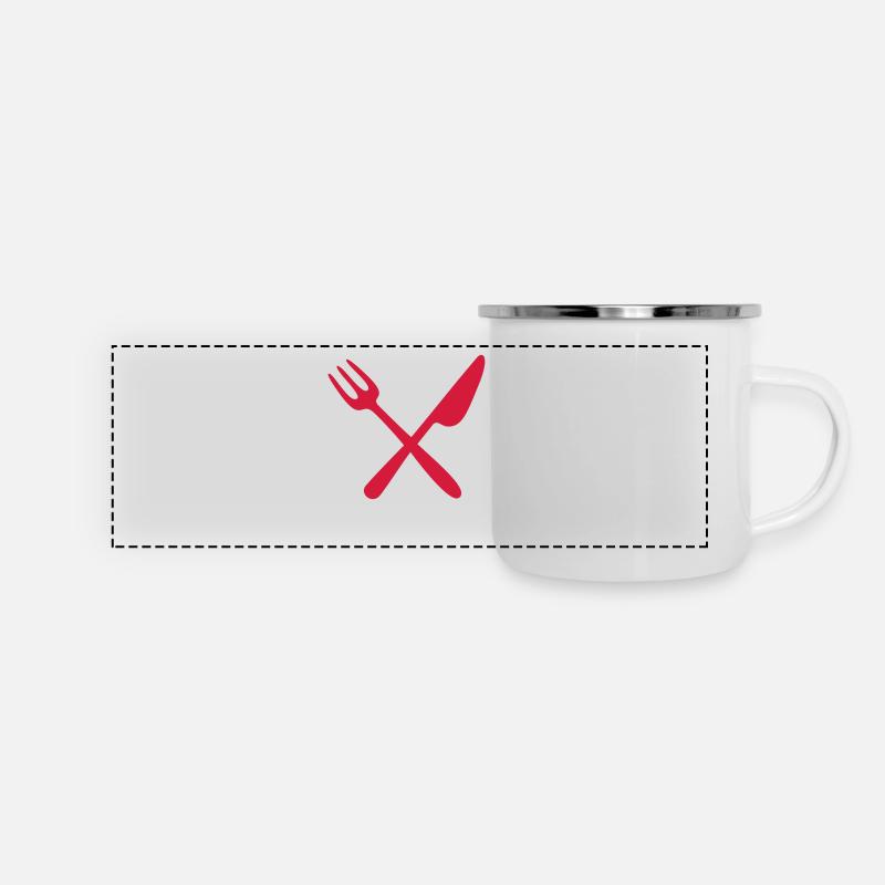Fork and knife - Panorama Emaille-Tasse - Weiß