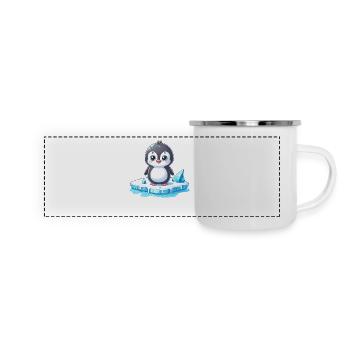 Pingouin, réchauffement climatique et fonte des glaces dans le désert - Mug panoramique émaillé - blanc - Devant