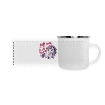 Funny Cute Smart Dramatic Unicorn Einhorn - Panorama Emaille-Tasse - Weiß - Vorne