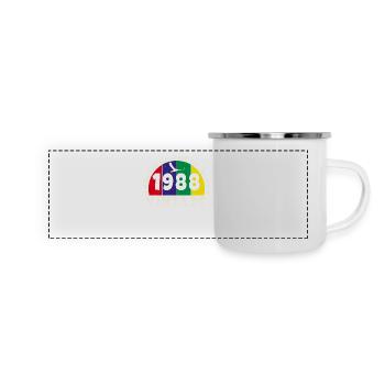 Jahrgang 1988 Retro - Bursdag - Panorama Emaille-Tasse - Weiß - Vorne