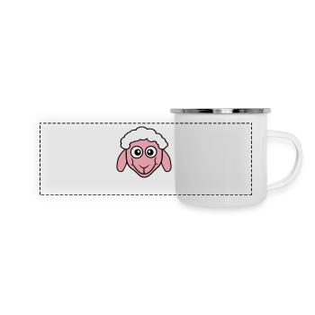 Schaf Gesicht Kopf Süß Niedlich Lamm Cool Comic - Panorama Emaille-Tasse - Weiß - Vorne