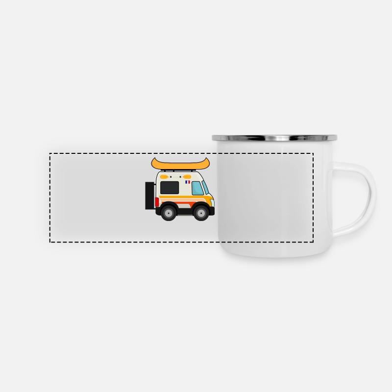 Vanlife Canoë - Mug panoramique émaillé - blanc