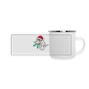 Lui Weihnachten dreifarbig - Panorama Emaille-Tasse - Weiß - Vorne
