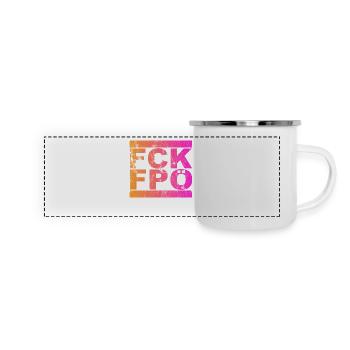 FCK FPÖ - Montrer l’exemple contre la droite (vintage) - Mug panoramique émaillé - blanc - Devant