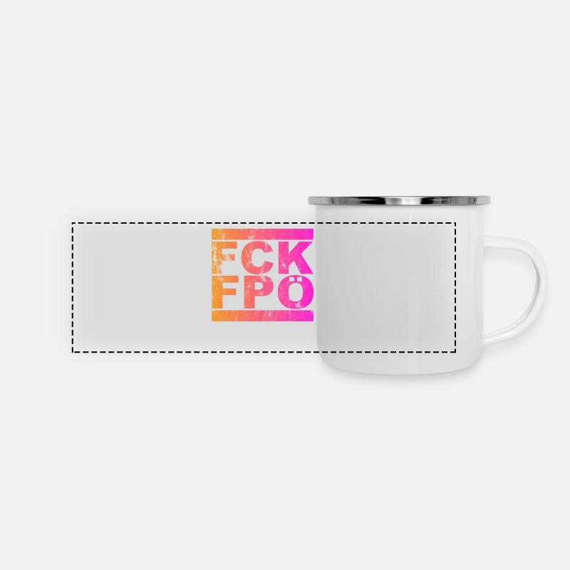 FCK FPÖ - Zeichen setzen gegen Rechts (vintage) - Panorama Emaille-Tasse - Weiß