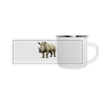 Nashorn Tier - Panorama Emaille-Tasse - Weiß - Vorne
