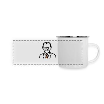 Friedrich Merz Cartoon Comic - Panorama Emaille-Tasse - Weiß - Vorne