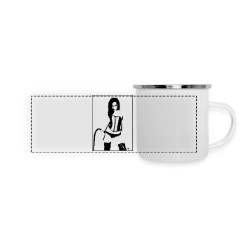 Domina Peitsche - Panorama Emaille-Tasse - Weiß - Vorne