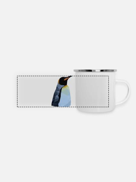 Polygon Pinguin - Panorama Emaille-Tasse - Weiß