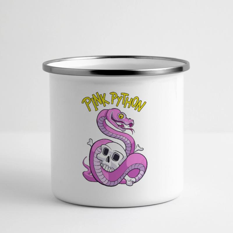 Pink Python Panorama Emaille-Tasse