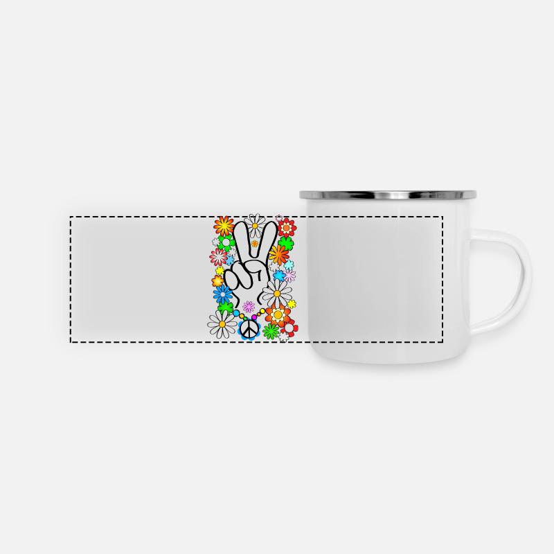 Flower Power & Peace 1 - Panoramic Camper Mug - white