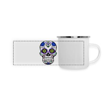 crâne mexicain - Mug panoramique émaillé - blanc - Devant