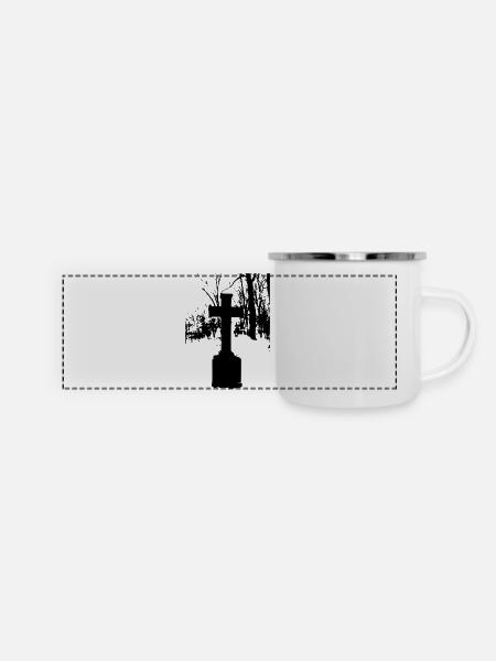 Grabstein - Panorama Emaille-Tasse - Weiß