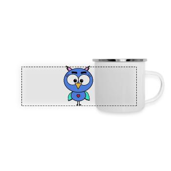 Hibou Bleu - Mug panoramique émaillé - blanc - Devant