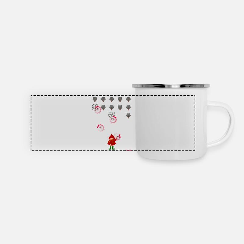 Rotkäppchen spielen - Panorama Emaille-Tasse - Weiß