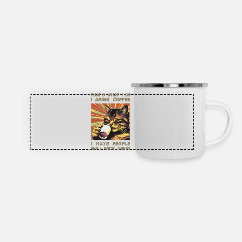 Coffee-drinking, sarcastic cat lover - Panoramic Camper Mug - white