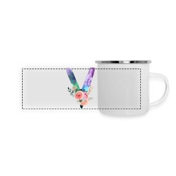 Lettre v watercolor - Mug panoramique émaillé - blanc - Devant