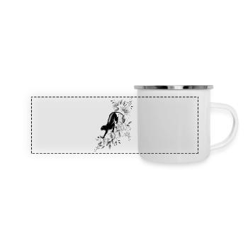 panthère noire florale pivoines - Panoramic Camper Mug - white - Front