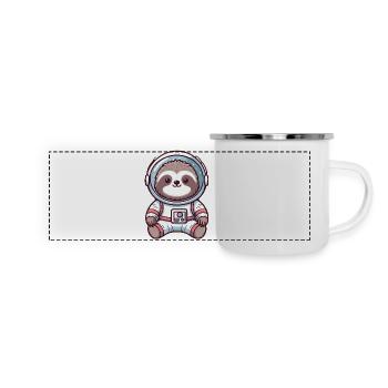 Cute sloth in astronaut suit, outer space - Panoramic Camper Mug - white - Front
