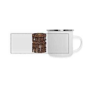 Menuiserie arbre coupeur déclaration bois bûcheron - Mug panoramique émaillé - blanc - Devant