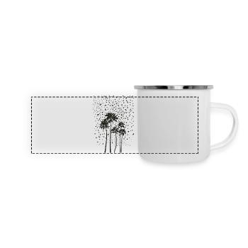 Volée d’oiseaux et un groupe de palmiers - Mug panoramique émaillé - blanc - Devant