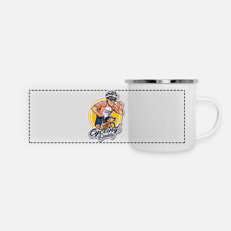 Cycling Daddy Cartoon Sticker - Panoramic Camper Mug - white