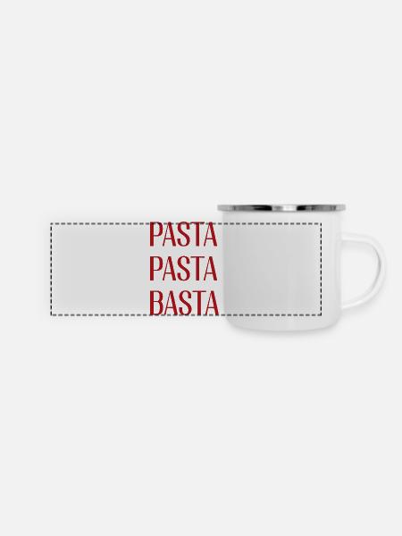 Pasta Pasta Basta - Panorama Emaille-Tasse - Weiß
