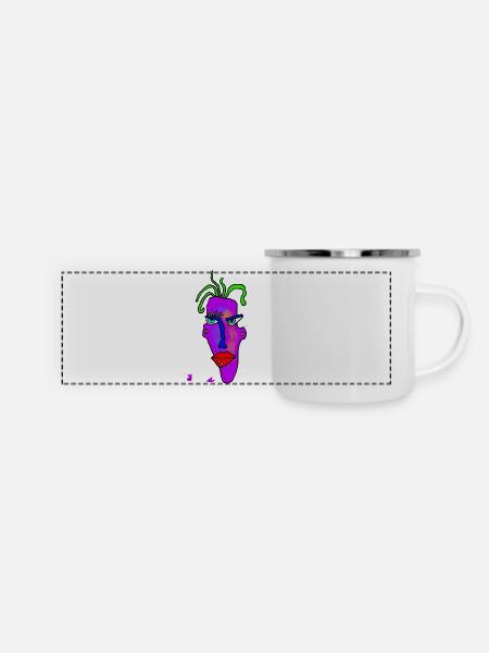 Maske neon - Panorama Emaille-Tasse - Weiß