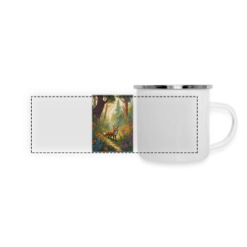 Fuchs im Wald Grün Märchen - Panorama Emaille-Tasse - Weiß - Vorne