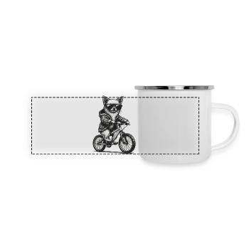 Fahrrad Chihuahua Sonnenbrille Bike Geschenk - Panorama Emaille-Tasse - Weiß - Vorne