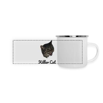 Killer Cat - Panorama Emaille-Tasse - Weiß - Vorne
