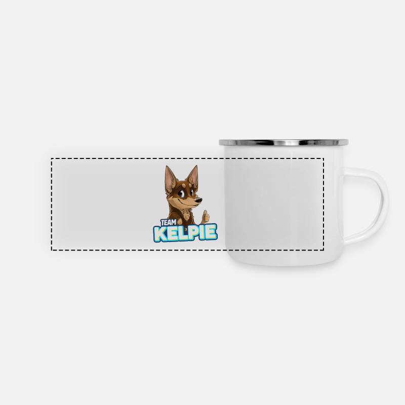 TEAM Kelpie - Chocolat et Tan - Mug panoramique émaillé - blanc