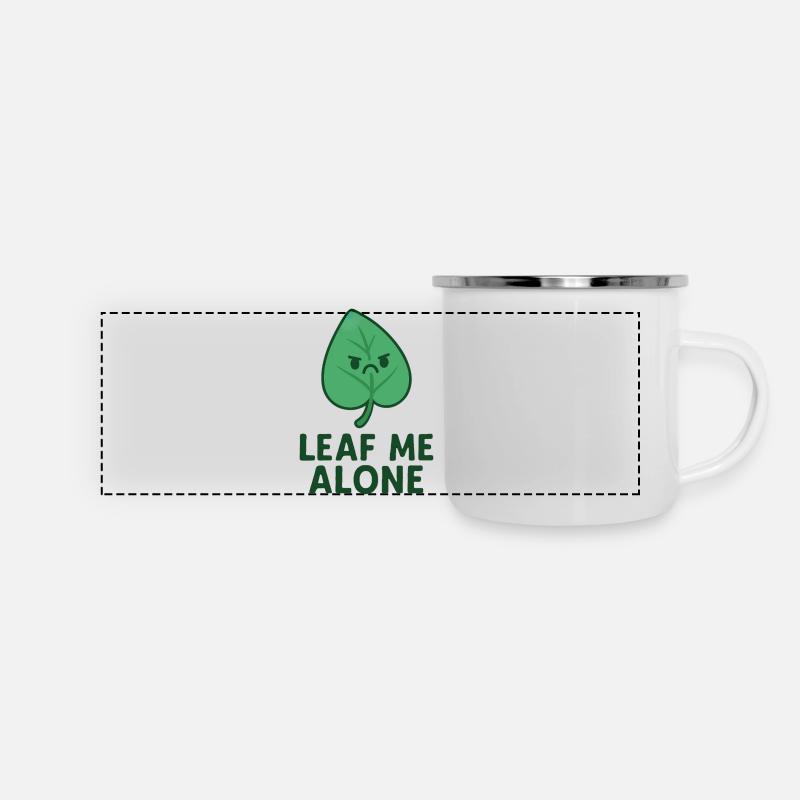 Leaf me allone - Panorama Emaille-Tasse - Weiß