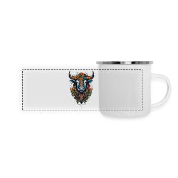 Flower-covered bison in a blaze of colour - Panoramic Camper Mug - white - Front