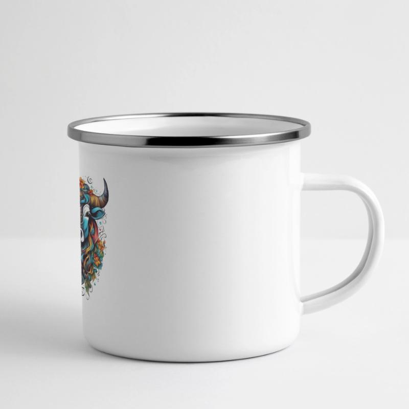Bison couvert de fleurs dans un éclat de couleurs Mug panoramique émaillé