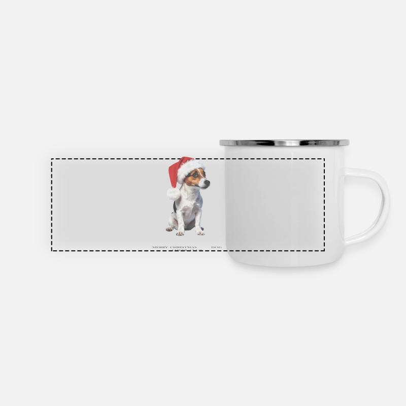 Bonnet de Noël Jack Russell Terrier - Mug panoramique émaillé - blanc