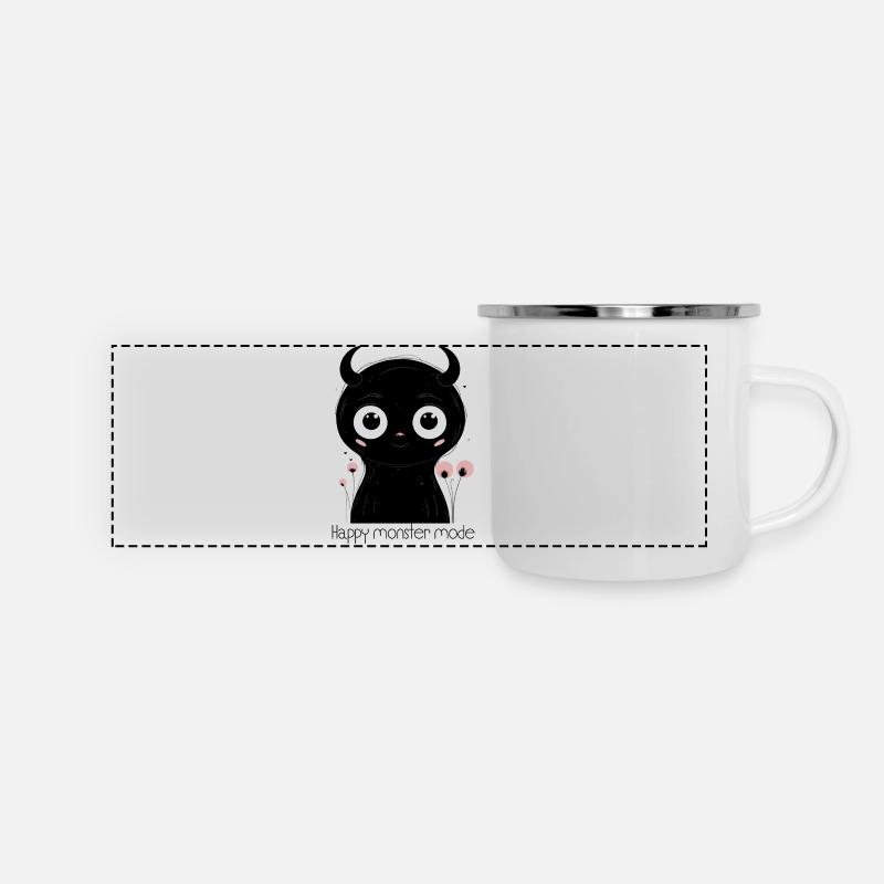 Midnight Panda Eyes Charm - Panoramic Camper Mug - white
