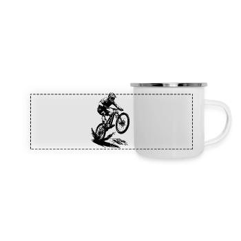 Cyclisme en VTT énergique - Mug panoramique émaillé - blanc - Devant