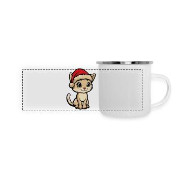 Noël chat - Mug panoramique émaillé - blanc - Devant