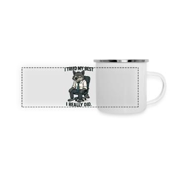 Office wolf with tie - Panoramic Camper Mug - white - Front