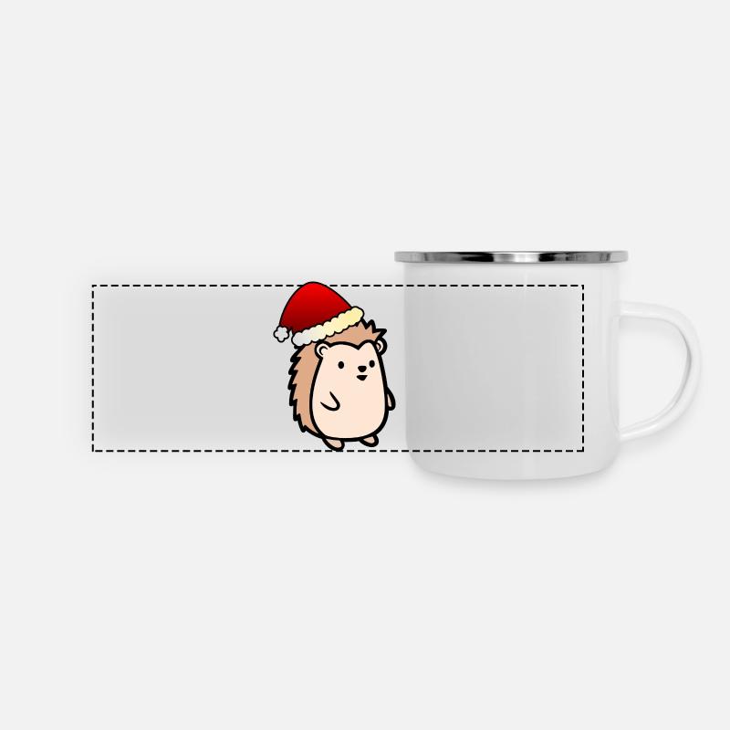 Weihnachtsmann Weihnachten Igel - Panorama Emaille-Tasse - Weiß